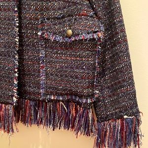 FRINGE JACKET EUC! The Republic, size 8, machine washable. Twill Navy Blue